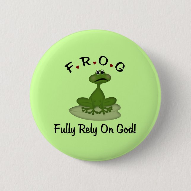 Frog Fully Rely on God Button (Front)