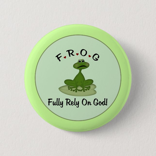 Frog Fully Rely on God Frog Button (Front)