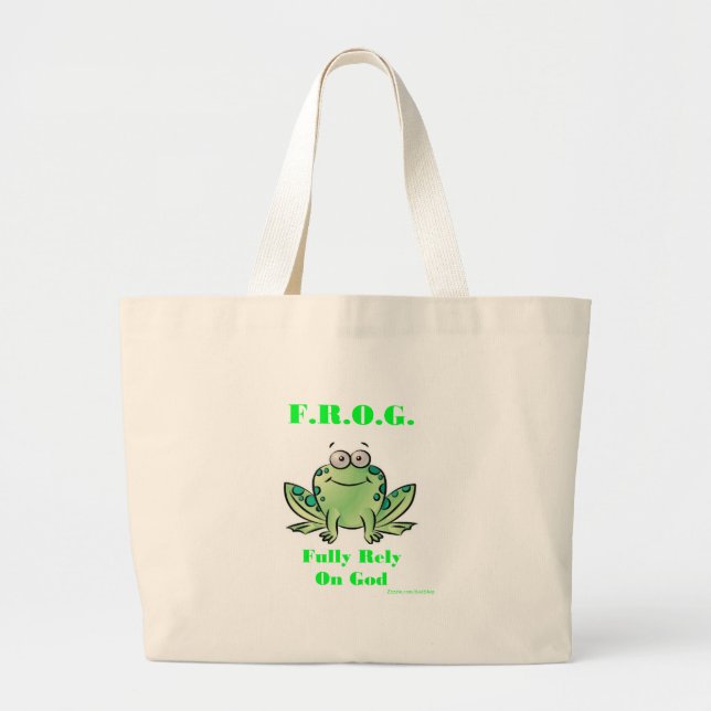 FROG (Fully Rely on God) Large Tote Bag (Front)