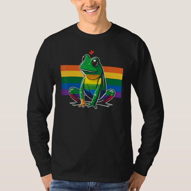 Frog Gay Pride LGBT Rainbow Flag on Frog LGBTQ 2 T-Shirt (Front)
