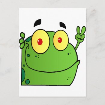 Frog Gesturing The Peace Sign Postcard by esoticastore at Zazzle