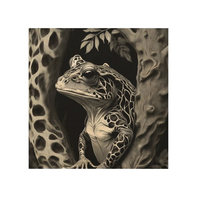 Frog Giraffe Creature Wood Wall Art (Front)