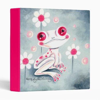 Frog Girly Pink Cute Binder by ArtsyKidsy at Zazzle