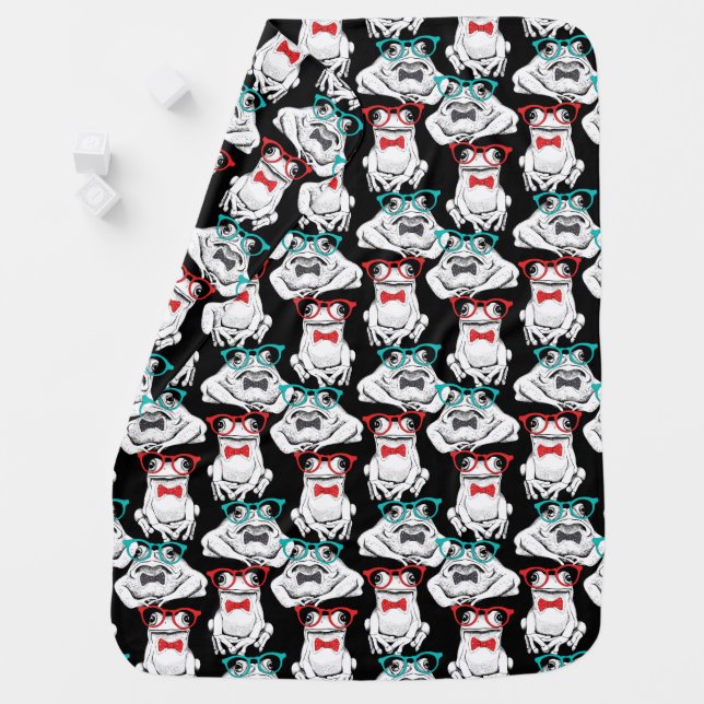 Frog Glasses Pattern Baby Blanket (In Situ)