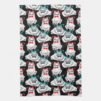 Frog Glasses Pattern Kitchen Towel
