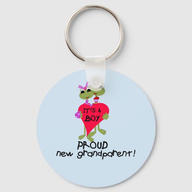 Frog Grandparent of Boy Tshirts and Gifts Keychain (Front)