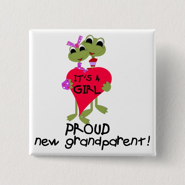 Frog Grandparent of Girl Tshirts and Gifts Button (Front)