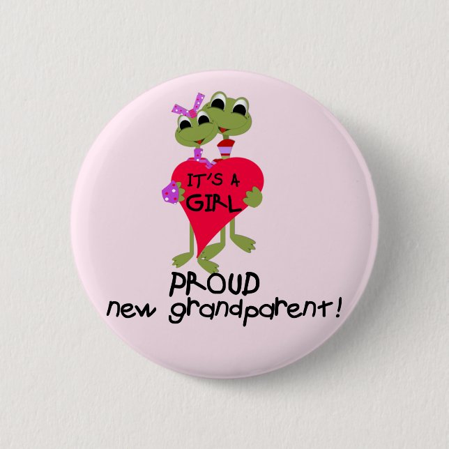 Frog Grandparent of Girl Tshirts and Gifts Button (Front)