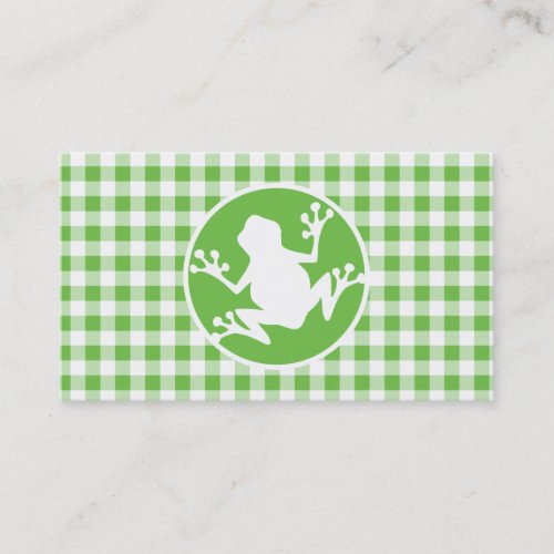 Frog; Green Gingham Business Card