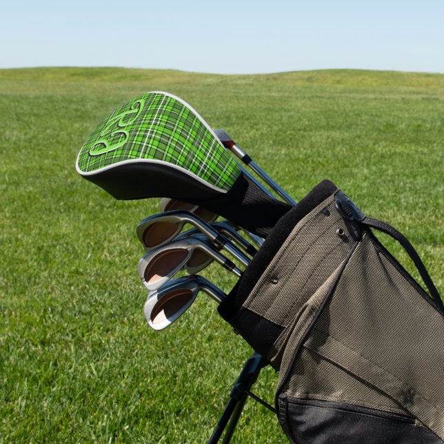 Frog Green Plaid - Many Shades of Green Golf Head Cover (In Situ)