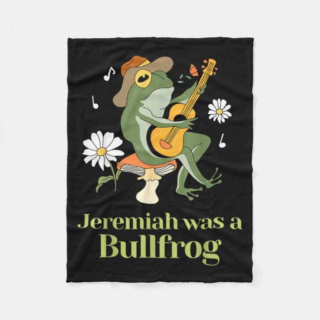 Frog Guitar-jeremiah Was Bullfrog Funny Saying  Fleece Blanket (Front)