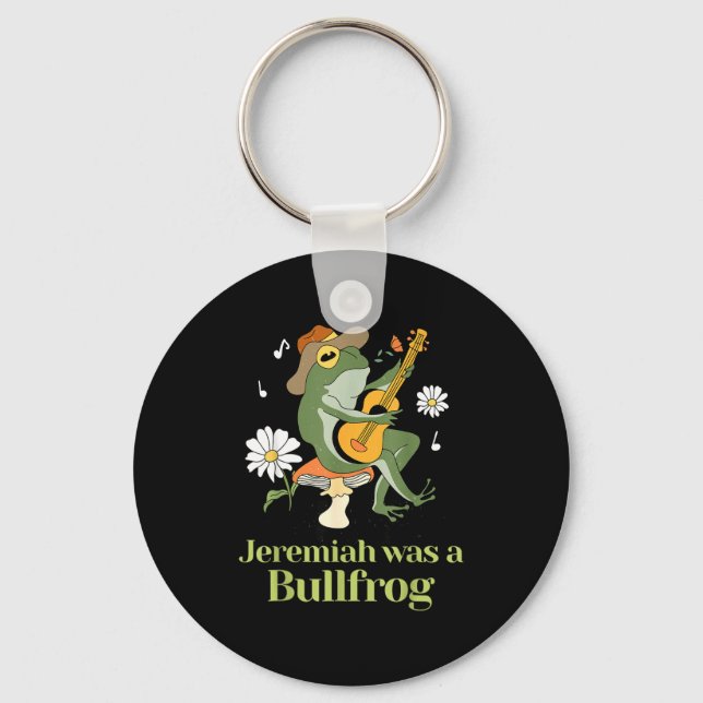 Frog Guitar-jeremiah Was Bullfrog Funny Saying  Keychain (Front)