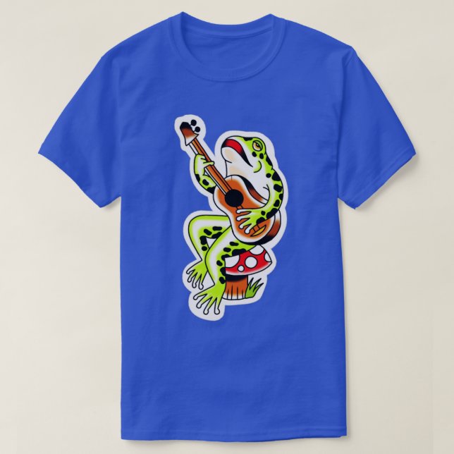 Frog Guitar Traditional Tattoo T-Shirt (Design Front)