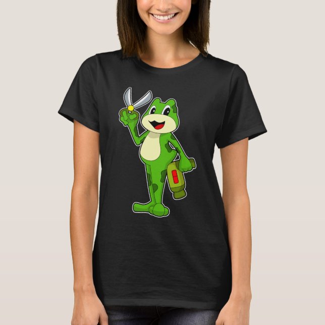 Frog Hairdresser Scissors Hair dryer T-Shirt (Front)