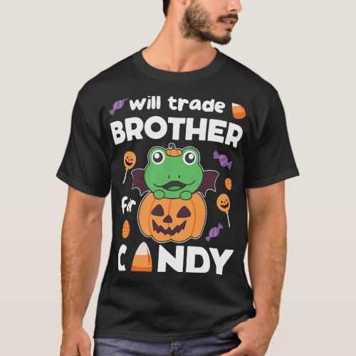 Frog Halloween Pumpkin Frogs Trade Brother For Can T_Shirt