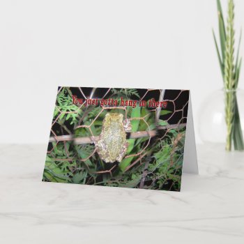 Frog-hang In There Card by MakaraPhotos at Zazzle