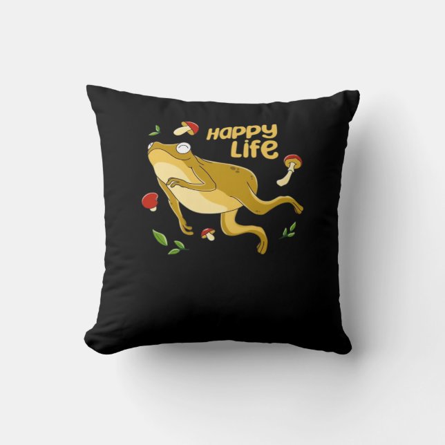 Frog Happy Essential Minimal Design Throw Pillow (Front)