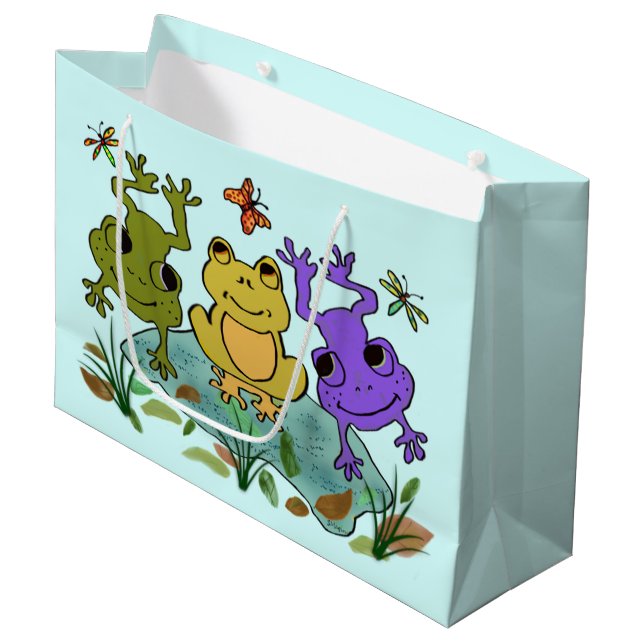 Frog Happy Large Gift Bag (Front Angled)