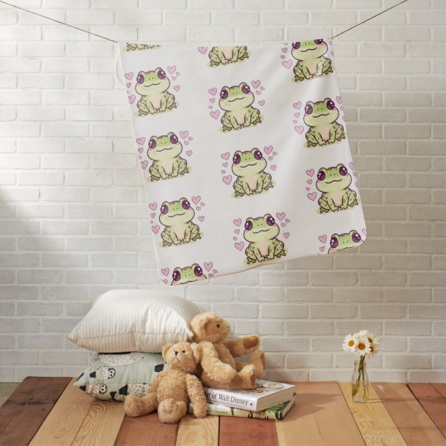 Frog hearts baby blanket (In Situ)