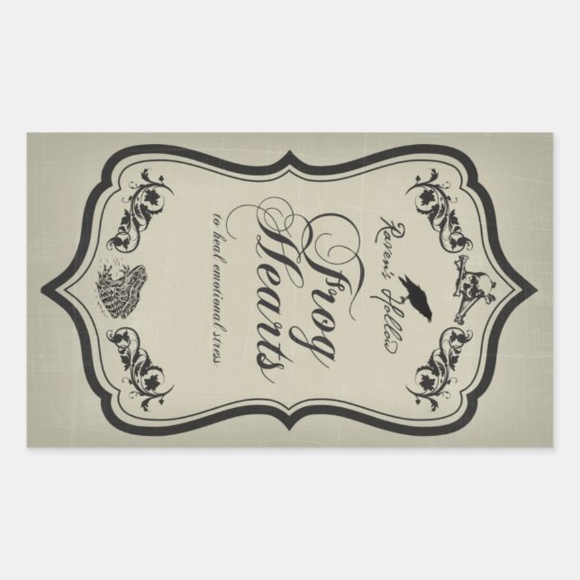 Frog Hearts Halloween Jar Sticker Label (Front)