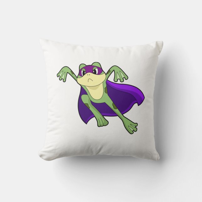 Frog Hero Throw Pillow (Front)