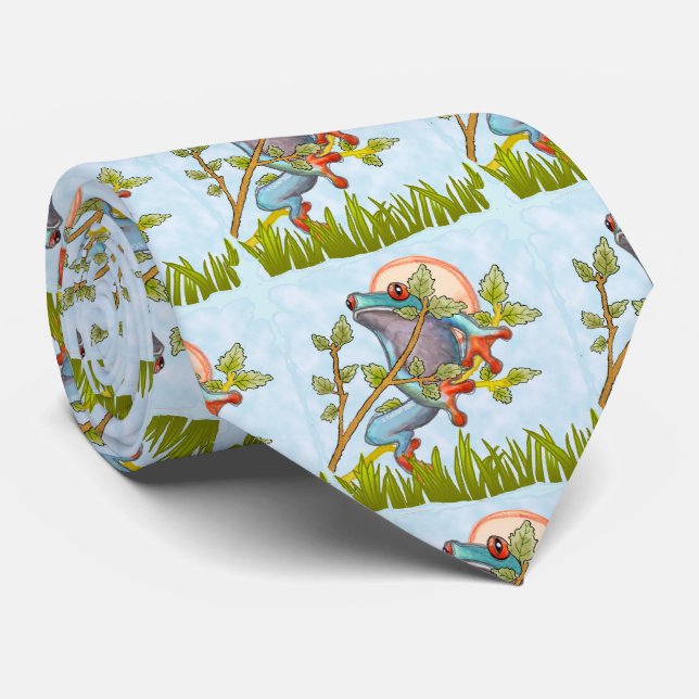 Frog Hiding  Neck Tie (Rolled)