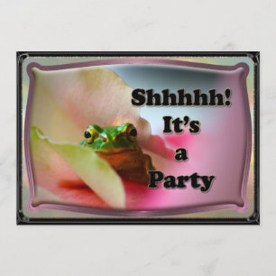 Frog hiding Surprise party invite