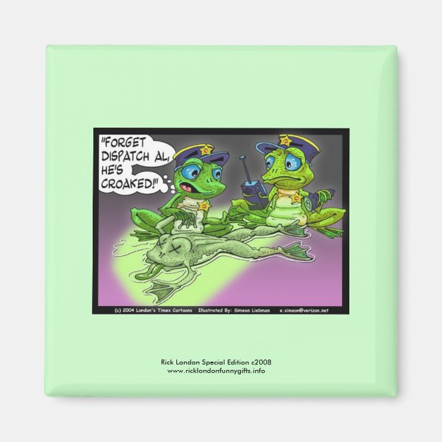 Frog Homicide Police Cartoon Novelty Magnet (Front)