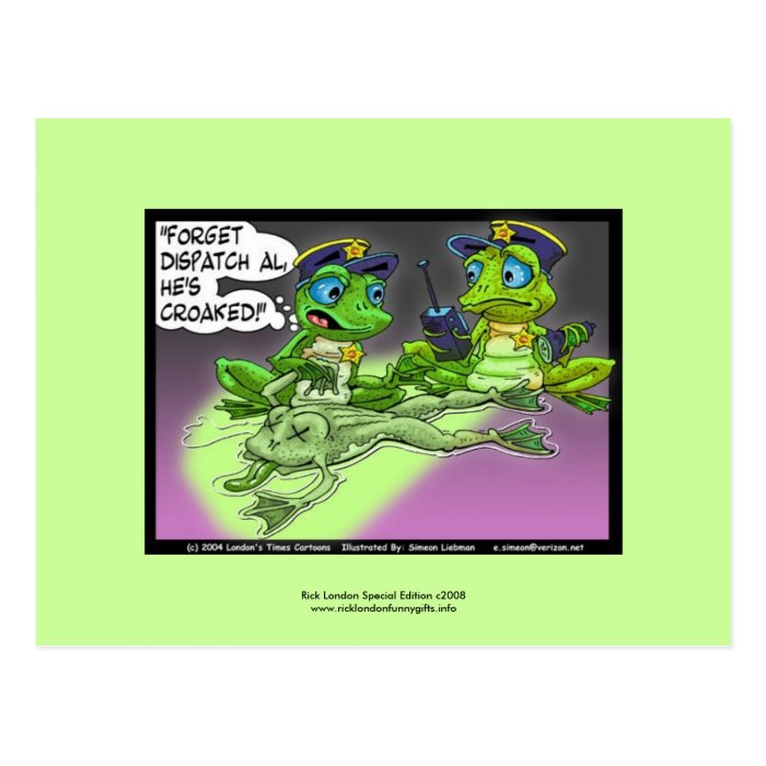 Frog Homicide Police Cartoon On Funny Postcards Zazzle