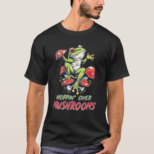 Frog Hoppin Over Mushrooms T_Shirt