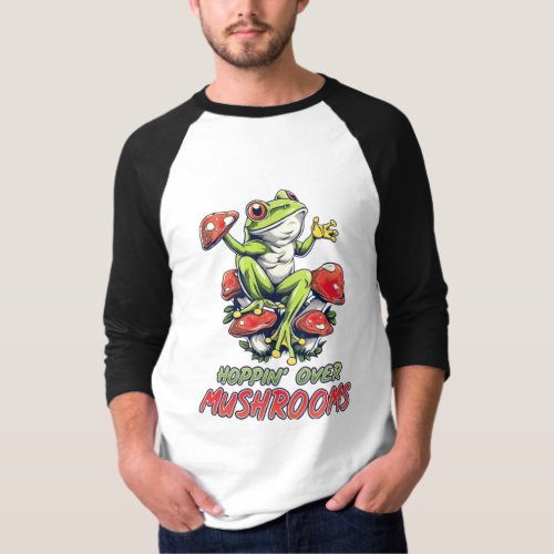 Frog Hoppin Over Mushrooms T_Shirt
