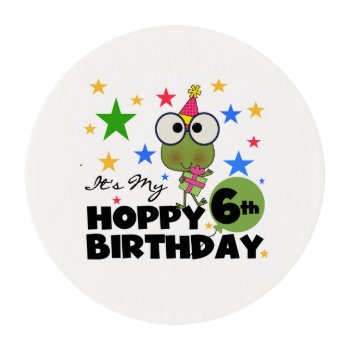 Frog Hoppy 6th Birthday Frosting Rounds by kids_birthdays at Zazzle