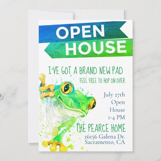 Frog Housewarming Party Open House Invitation (Front)