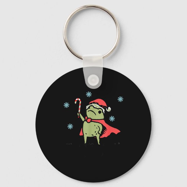 Frog Huzzah Frog Knight Funny Sword Meme Quote Chr Keychain (Front)