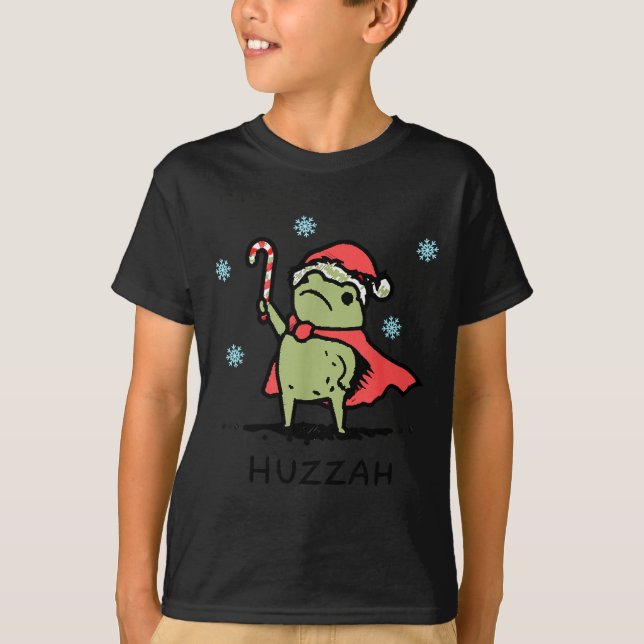 Frog Huzzah Frog Knight Funny Sword Meme Quote Chr T-Shirt (Front)