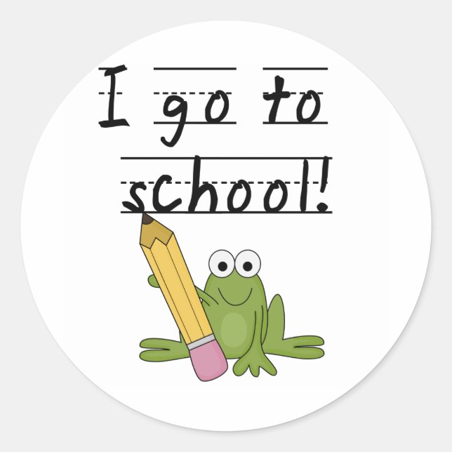 Frog I Go To School Tshirts and Gifts Classic Round Sticker (Front)