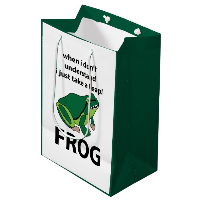 Frog  I Just Take A Leap Frog Medium Gift Bag (Front Angled)