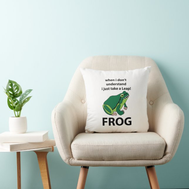 Frog  I Just Take A Leap Frog Throw Pillow (Chair)