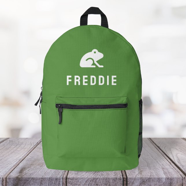 Frog Icon Motif Cute Green Printed Backpack (Creator Uploaded)