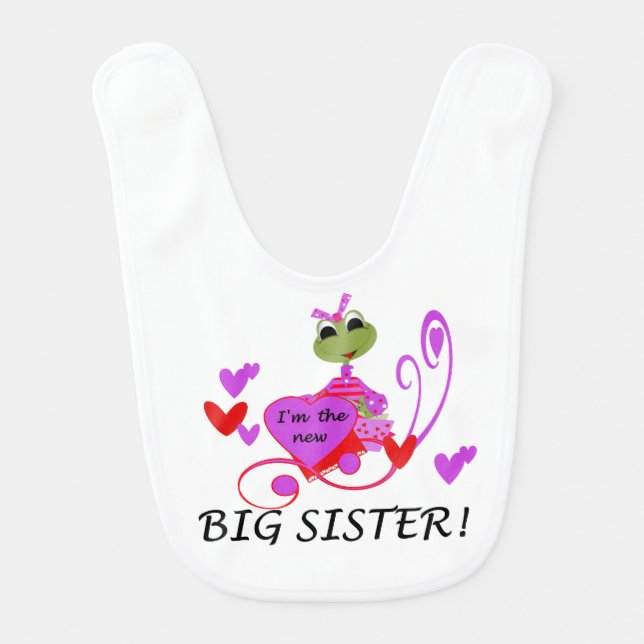 Frog I'm the New Big Sister Bib (Front)