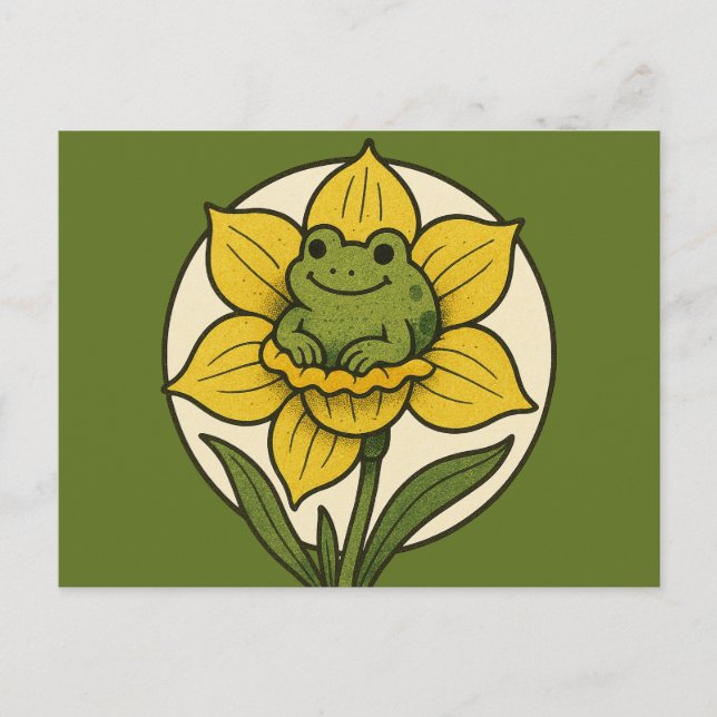 Frog in a daffodil froggy                          postcard (Front)