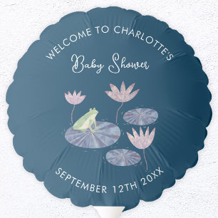 Frog in a Lily Pond Cute Baby Shower Balloon