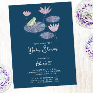 Frog in a Lily Pond Cute Baby Shower Invitation Postcard
