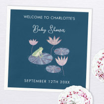 Frog in a Lily Pond Cute Baby Shower Napkins