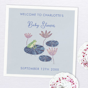 Frog in a Lily Pond Cute Baby Shower Napkins