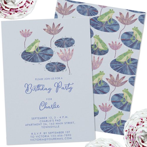 Frog in a Lily Pond Cute Kids Birthday Party