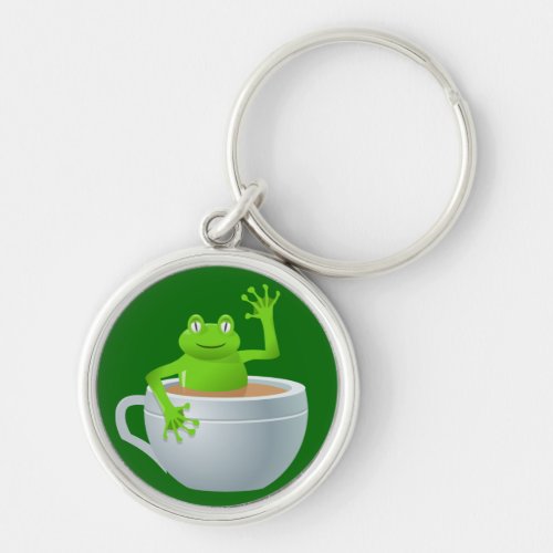 Frog in a Tea Keychain