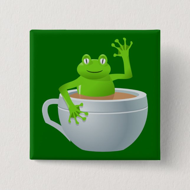Frog in a Tea Pinback Button (Front)