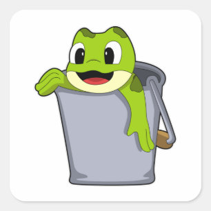 Frog in Bucket Square Sticker