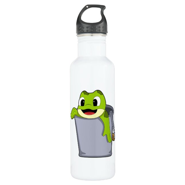 Frog in Bucket Stainless Steel Water Bottle (Front)